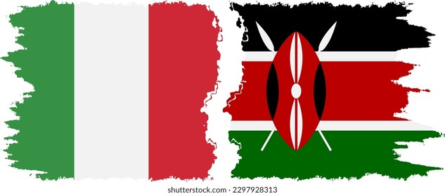 Kenya and Italy grunge flags connection, vector
