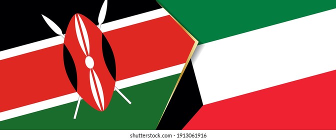 Kenya and Kuwait flags, two vector flags symbol of relationship or confrontation.