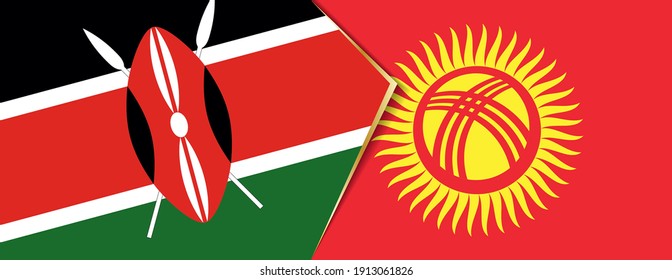 Kenya and Kyrgyzstan flags, two vector flags symbol of relationship or confrontation.