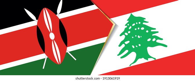 Kenya and Lebanon flags, two vector flags symbol of relationship or confrontation.