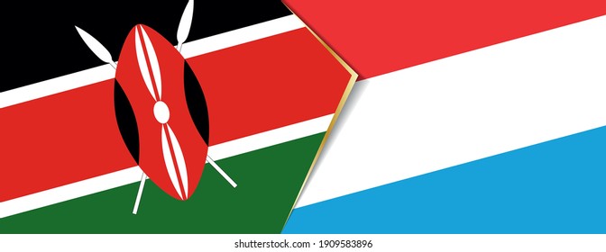 Kenya and Luxembourg flags, two vector flags symbol of relationship or confrontation.