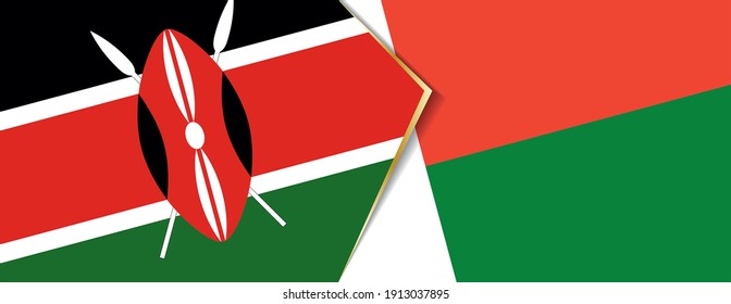 Banderas de Kenia y Madagascar, dos banderas vectoriales símbolo de relación o confrontación.