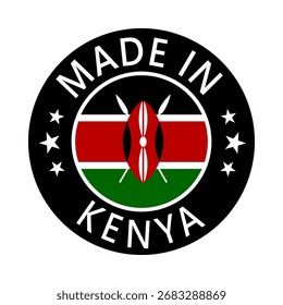 Kenya Made in Stamp in circle with flag Vector template on white background