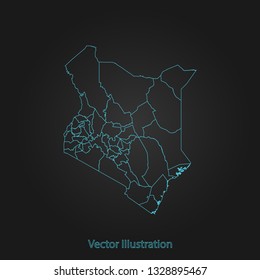 Kenya map - Abstract mash line and point scales on dark background with Kenya. flat design style, clean and modern. Vector Illustration eps10