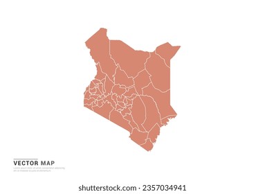 Mapa de Kenia - naranja de estilo abstracto aislado en fondo blanco para vector de diseño.