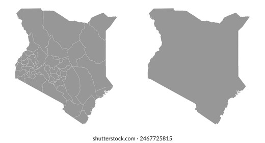 Mapa de Kenia con divisiones administrativas. Ilustración vectorial.