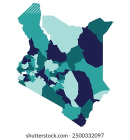 Mapa de Kenia. Mapa de Kenia en provincias administrativas en multicolor