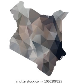 kenya map - Black, grey, geometric rumpled low poly style gradient graphic background, polygonal design for your. Vector illustration eps 10.