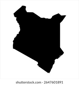 Kenya Map - black World Map International vector template with High detailed isolated on white background - Vector