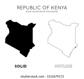 Kenya map. Blank vector map of the Country. Borders of Kenya for your infographic. Vector illustration.