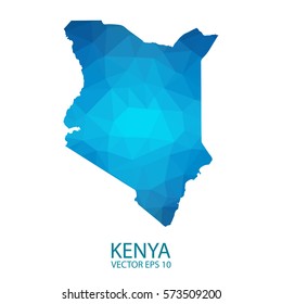 Kenya map - blue geometric rumpled triangular low poly style gradient graphic background , polygonal design for your . Vector illustration eps 10.
