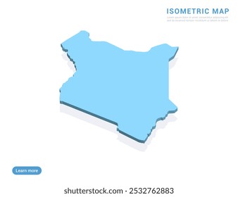 Kenya map blue on white background with isometric vector.