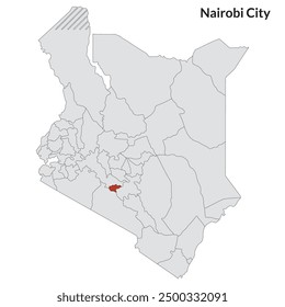Kenya map. Map of Kenya with capital city Nairobi