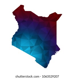 Kenya map - Colorful Polygonal map of Kenya rumpled triangular low poly style gradient graphic background , Vector illustration eps 10.
