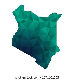 Kenya map - Colorful Polygonal map of Kenya rumpled triangular low poly style gradient graphic background , Vector illustration eps 10.