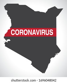 Kenya map with Coronavirus warning illustration