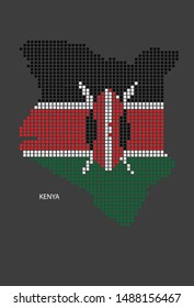 Kenya map design flag square, black background.