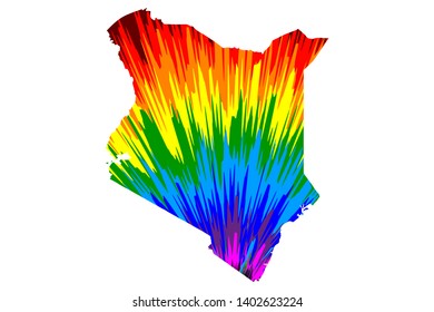 Kenya - map is designed rainbow abstract colorful pattern, Republic of Kenya map made of color explosion,