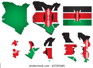 Kenya Map With Flag