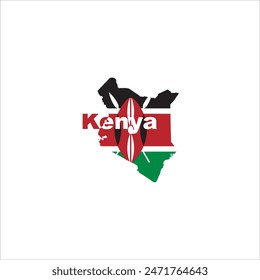 Kenya map and flag color design on white background