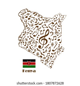 Kenya map flag made from music notes. 