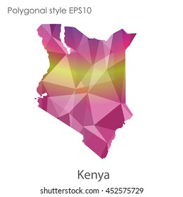 Kenya map in geometric polygonal style.Abstract gems triangle,modern design background.Vector illustration EPS10