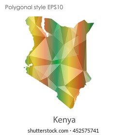 Kenya map in geometric polygonal style.Abstract gems triangle,modern design background.Vector illustration EPS10