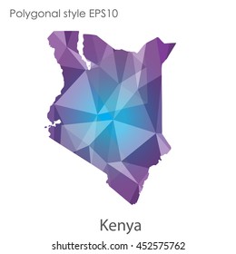 Kenya map in geometric polygonal style.Abstract gems triangle,modern design background.Vector illustration EPS10