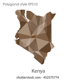 Kenya map in geometric polygonal style.Abstract gems triangle,modern design background.Vector illustration EPS10