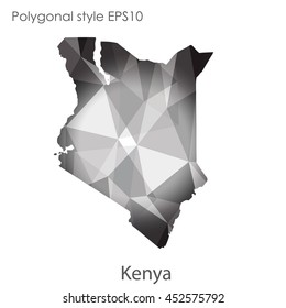 Kenya map in geometric polygonal style.Abstract gems triangle,modern design background.Vector illustration EPS10