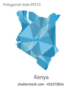 Kenya map in geometric polygonal style.Abstract gems triangle,modern design background.Vector illustration EPS10