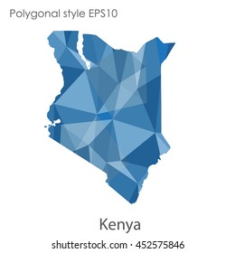 Kenya map in geometric polygonal style.Abstract gems triangle,modern design background.Vector illustration EPS10