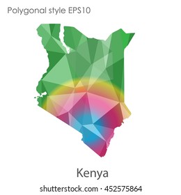 Kenya map in geometric polygonal style.Abstract gems triangle,modern design background.Vector illustration EPS10
