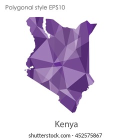 Kenya map in geometric polygonal style.Abstract gems triangle,modern design background.Vector illustration EPS10