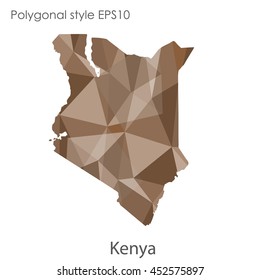 Kenya map in geometric polygonal style.Abstract gems triangle,modern design background.Vector illustration EPS10