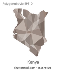 Kenya map in geometric polygonal style.Abstract gems triangle,modern design background.Vector illustration EPS10
