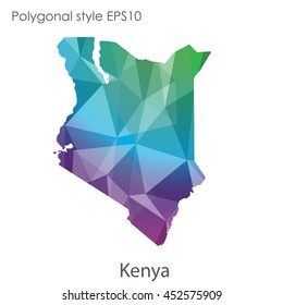 Kenya map in geometric polygonal style.Abstract gems triangle,modern design background.Vector illustration EPS10
