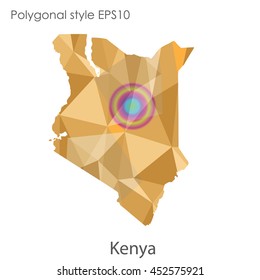 Kenya map in geometric polygonal style.Abstract gems triangle,modern design background.Vector illustration EPS10