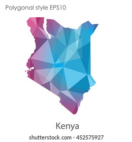 Kenya map in geometric polygonal style.Abstract gems triangle,modern design background.Vector illustration EPS10