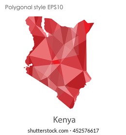 Kenya map in geometric polygonal style.Abstract gems triangle,modern design background.Vector illustration EPS10