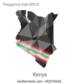 Kenya map in geometric polygonal style.Abstract gems triangle,modern design background.Vector illustration EPS10