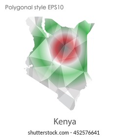 Kenya map in geometric polygonal style.Abstract gems triangle,modern design background.Vector illustration EPS10