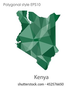 Kenya map in geometric polygonal style.Abstract gems triangle,modern design background.Vector illustration EPS10