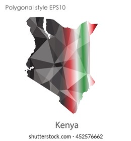Kenya map in geometric polygonal style.Abstract gems triangle,modern design background.Vector illustration EPS10