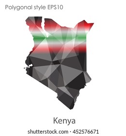 Kenya map in geometric polygonal style.Abstract gems triangle,modern design background.Vector illustration EPS10
