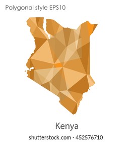 Kenya map in geometric polygonal style.Abstract gems triangle,modern design background.Vector illustration EPS10