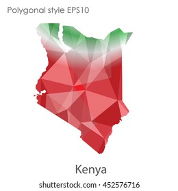 Kenya map in geometric polygonal style.Abstract gems triangle,modern design background.Vector illustration EPS10
