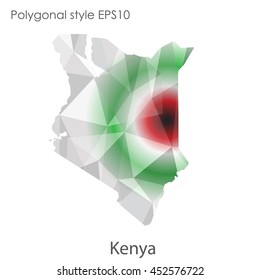 Kenya map in geometric polygonal style.Abstract gems triangle,modern design background.Vector illustration EPS10