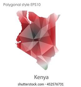 Kenya map in geometric polygonal style.Abstract gems triangle,modern design background.Vector illustration EPS10