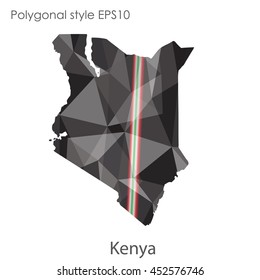 Kenya map in geometric polygonal style.Abstract gems triangle,modern design background.Vector illustration EPS10